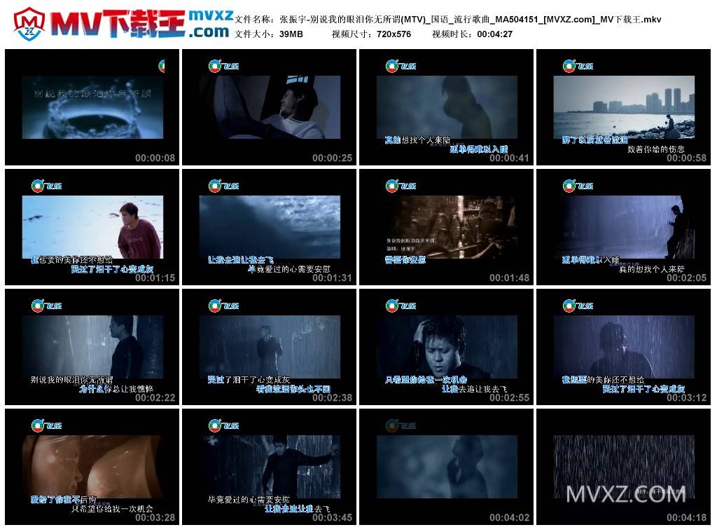 张振宇-别说我的眼泪你无所谓(MTV)_国语_流行歌曲_MA504151